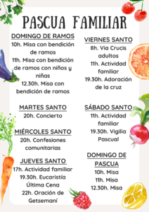 Lee más sobre el artículo HORARIOS DE LA PASCUA FAMILIAR 2024