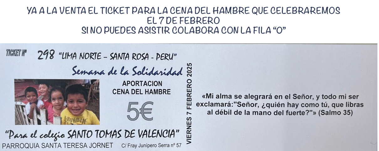 Lee más sobre el artículo A LA VENTA LOS TICKETS PARA LA CENA DEL HAMBRE 2025