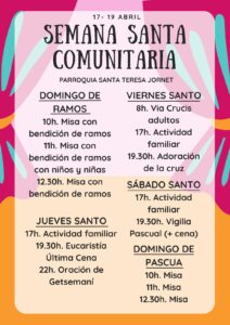 Lee más sobre el artículo HORARIO DE CELEBRACIONES DE SEMANA SANTA